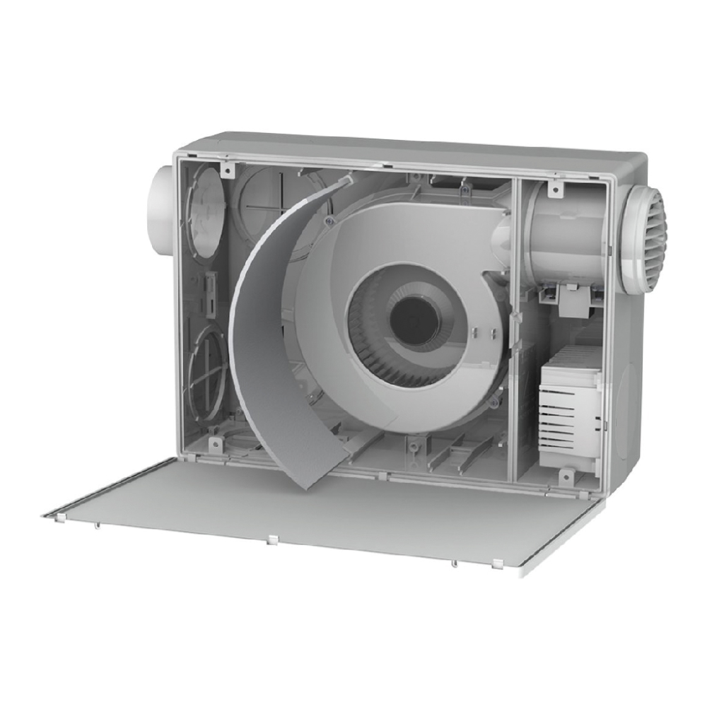 Ventilátor triedy M5 a filter vo vnútri jednotky